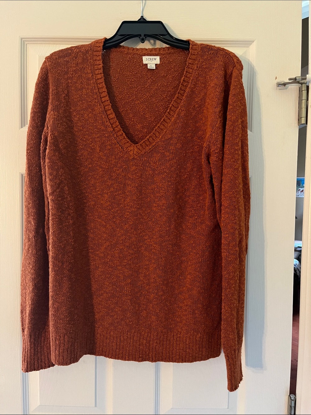 J. Crew V-Neck Sweater in Rust Orange